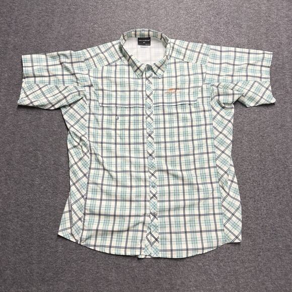 Grundens Short Sleeve Fishing Shirt Mens XL Plaid Lightweight Button Up Pockets - Picture 1 of 7